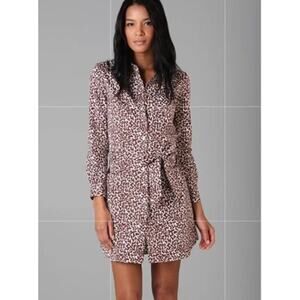 DIANE‎ VON FURSTENBERG Laney Shirt Dress 4 Cotton Pockets Animal Print Snaps